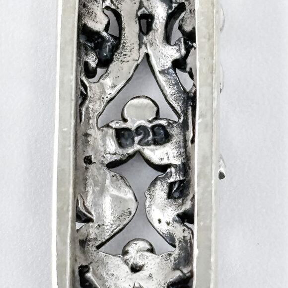 Vintage Sterling Silver 925 Ornate Scroll Bar Pendant - Picture 5 of 7